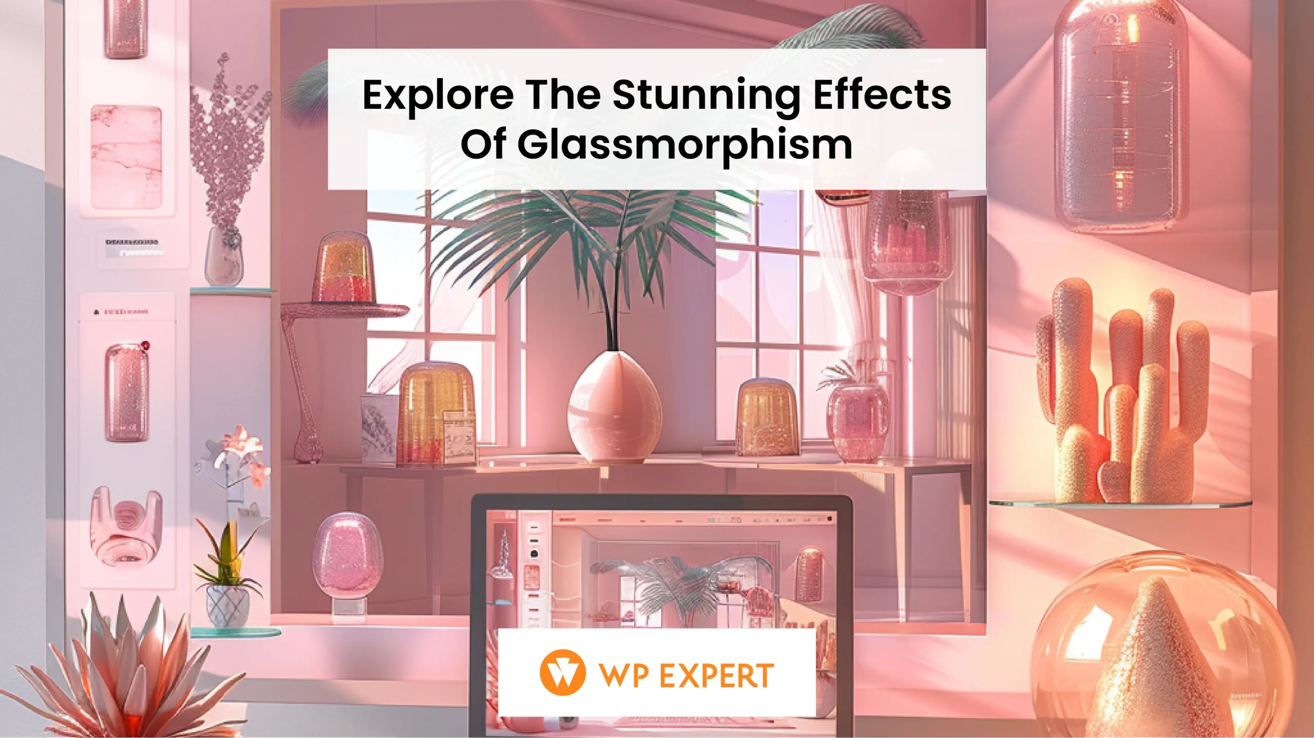 Website showcase displaying glassmorphism style, light colors and depth effects