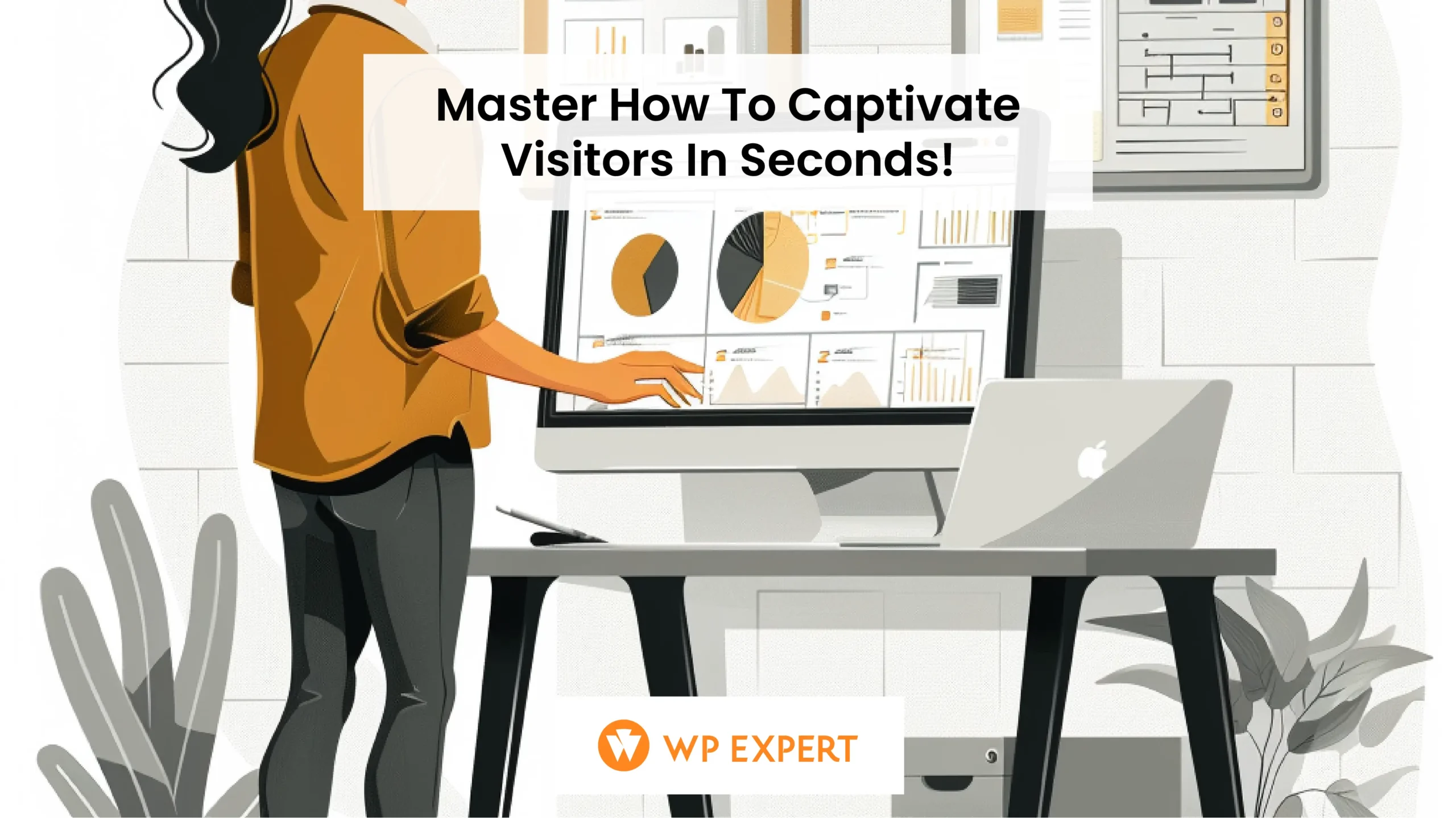 Web designer presenting homepage layout on computer, client impressed