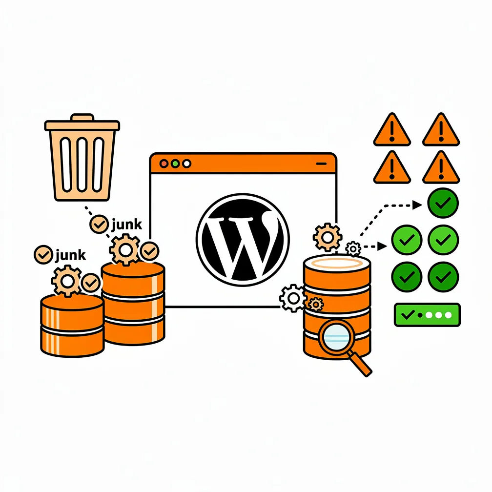 Database optimization cleaning icons