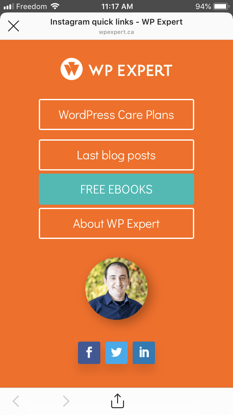 DIVI Layout for your Instagram Bio Link