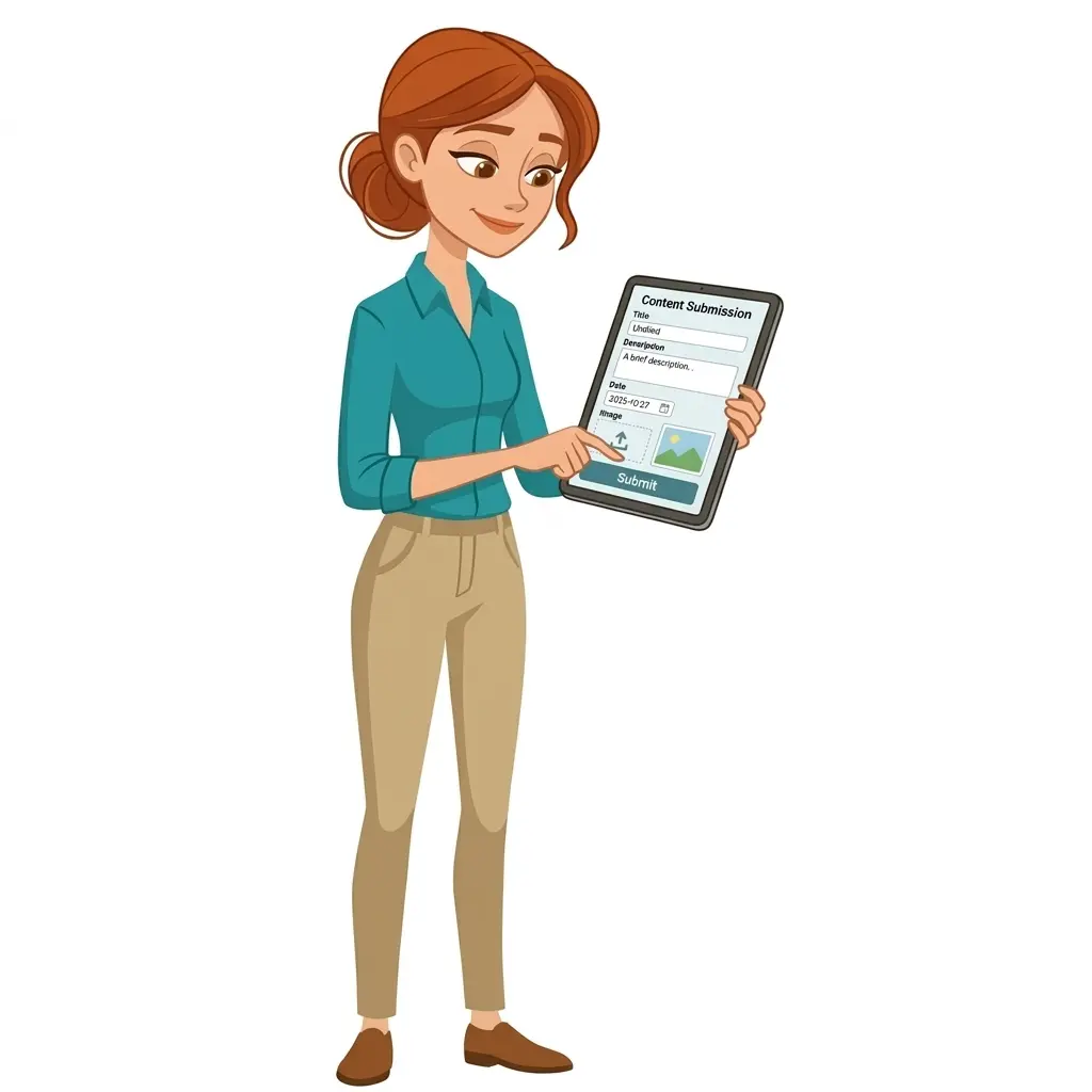 woman submitting form for social content